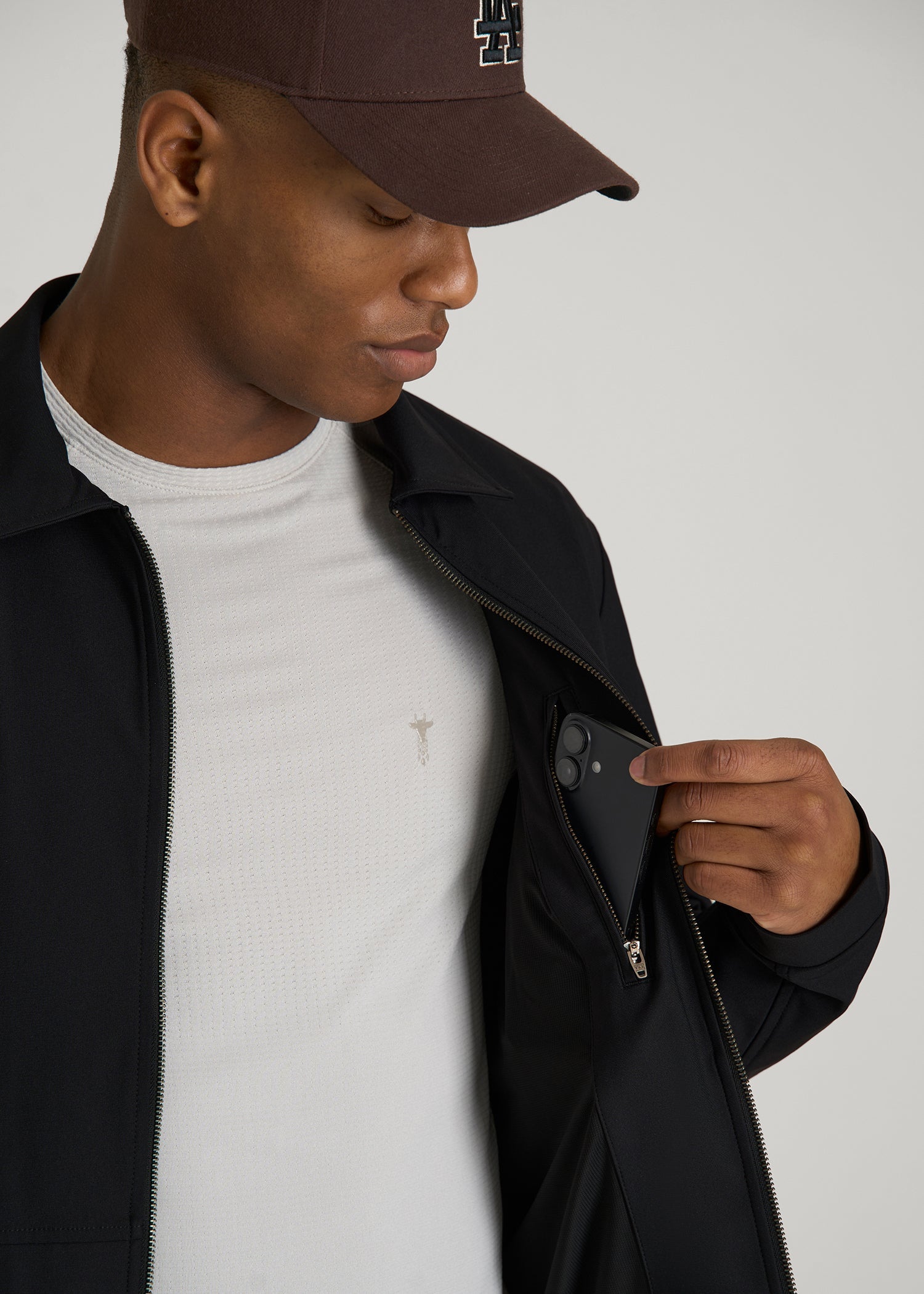 Traveler Bomber Jacket for Tall Men in Black