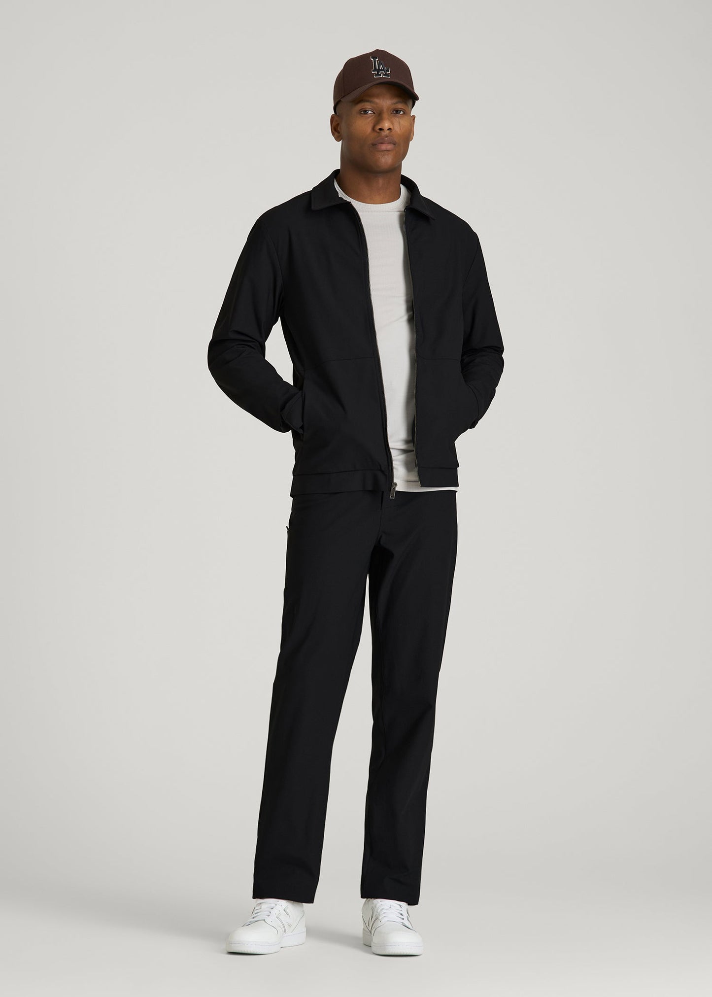Traveler Bomber Jacket for Tall Men in Black