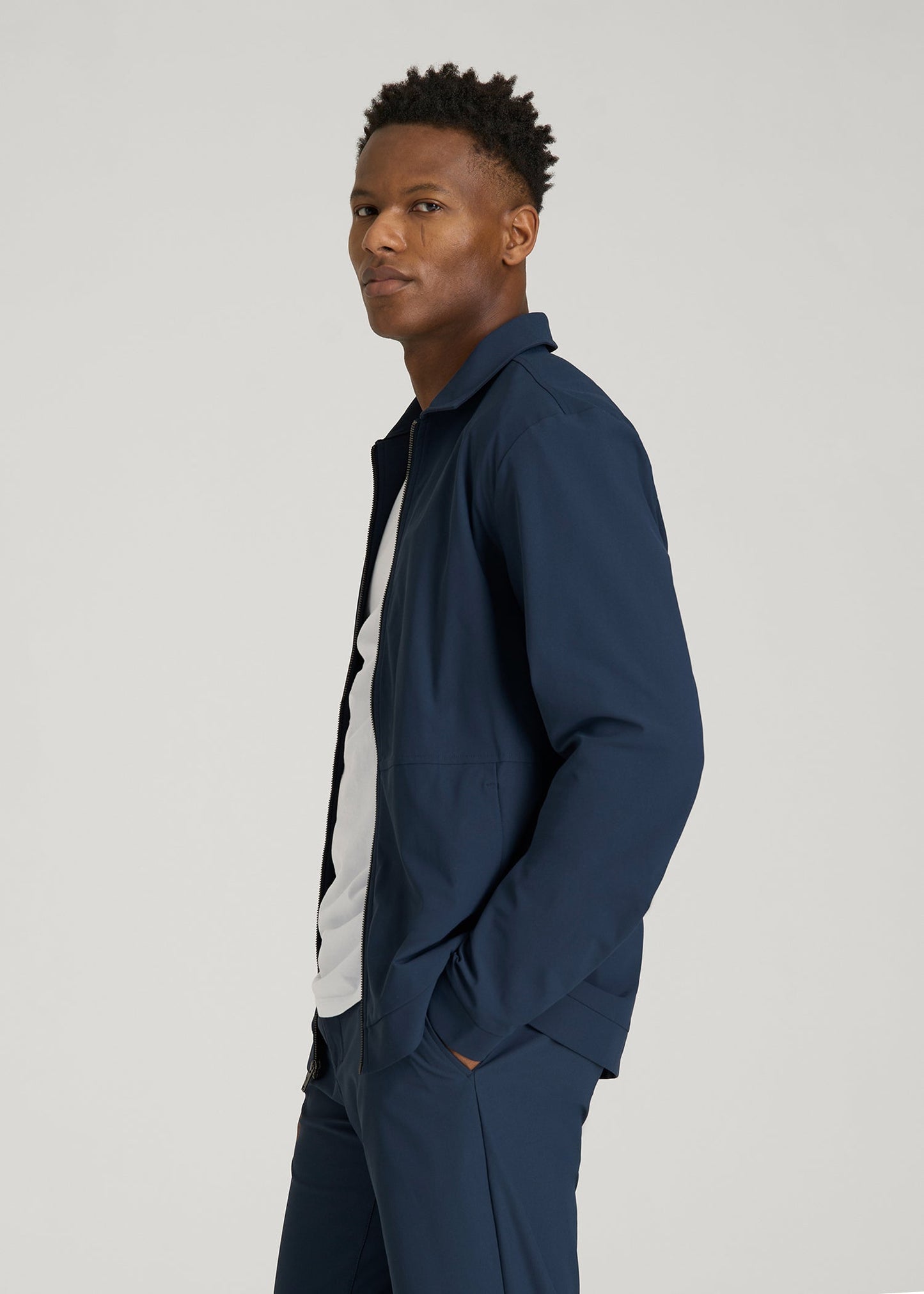 Traveler Bomber Jacket for Tall Men in Navy Blue