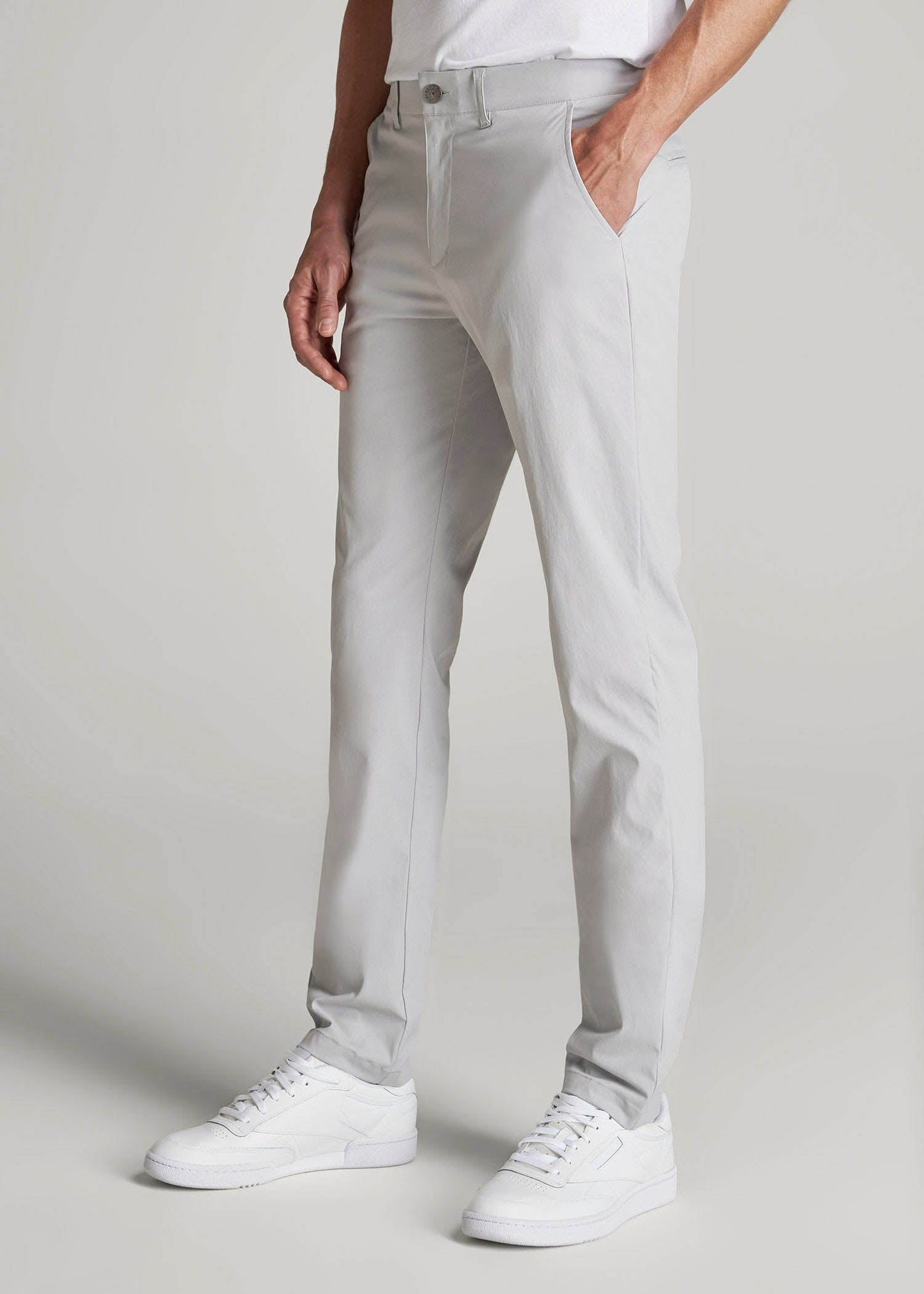 TAPERED FIT Traveler Chino Pants for Tall Men in Light Grey