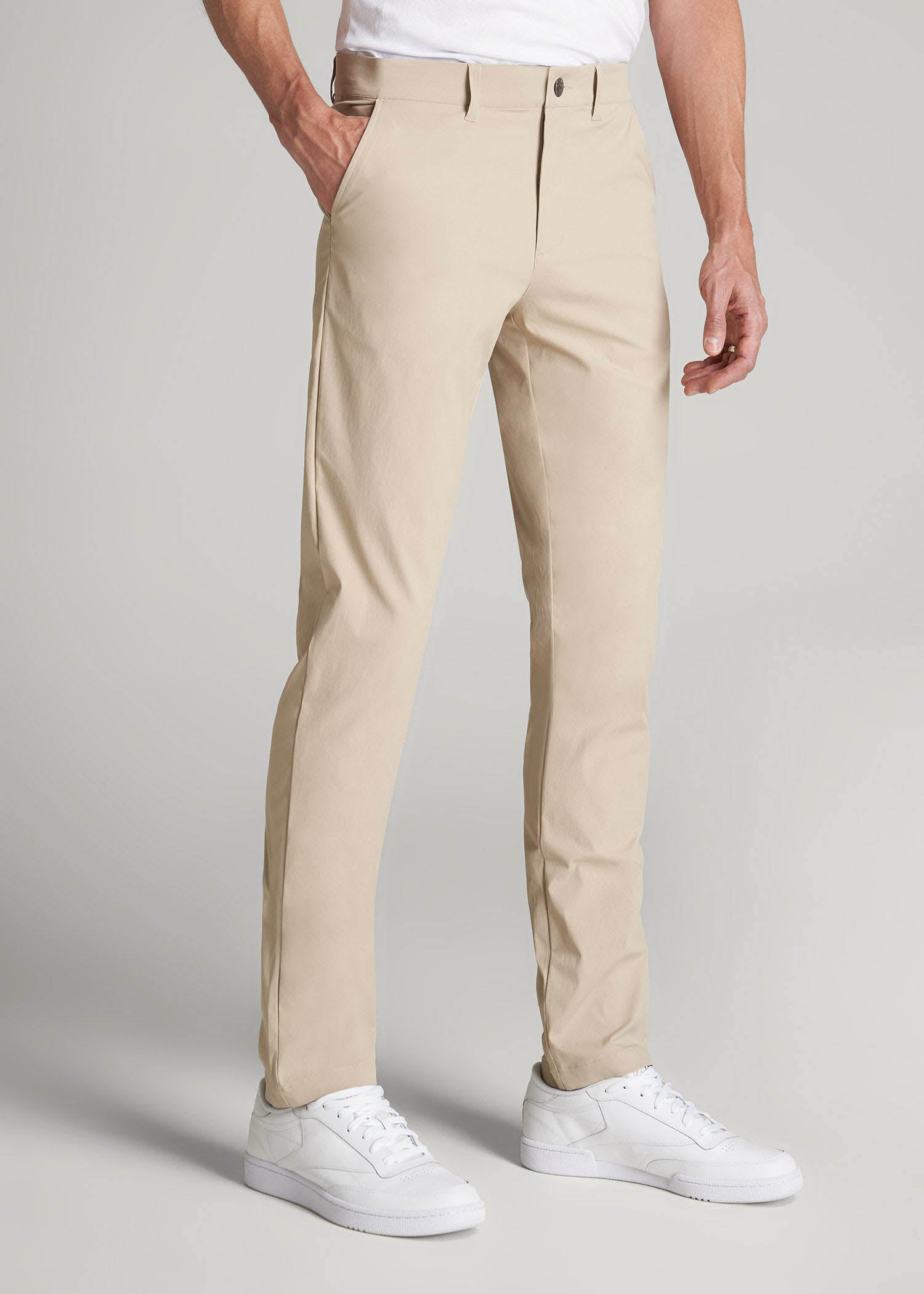 TAPERED FIT Traveler Chino Pants for Tall Men in Light Khaki