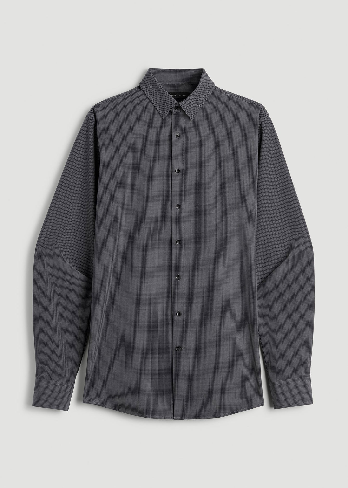 Traveler Stretch Dress Shirt in Charcoal Micro Check