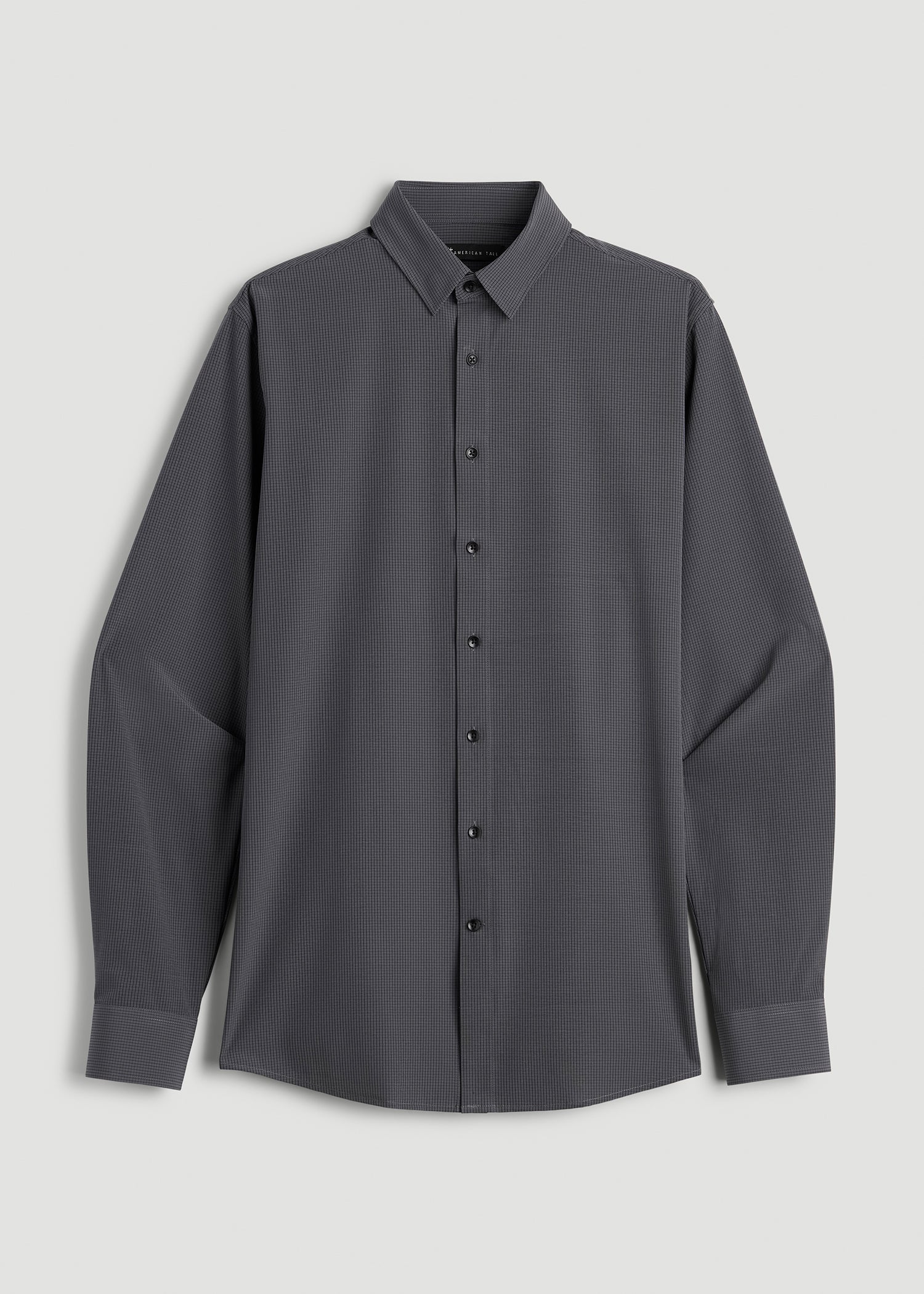 Traveler Stretch Dress Shirt in Charcoal Micro Check