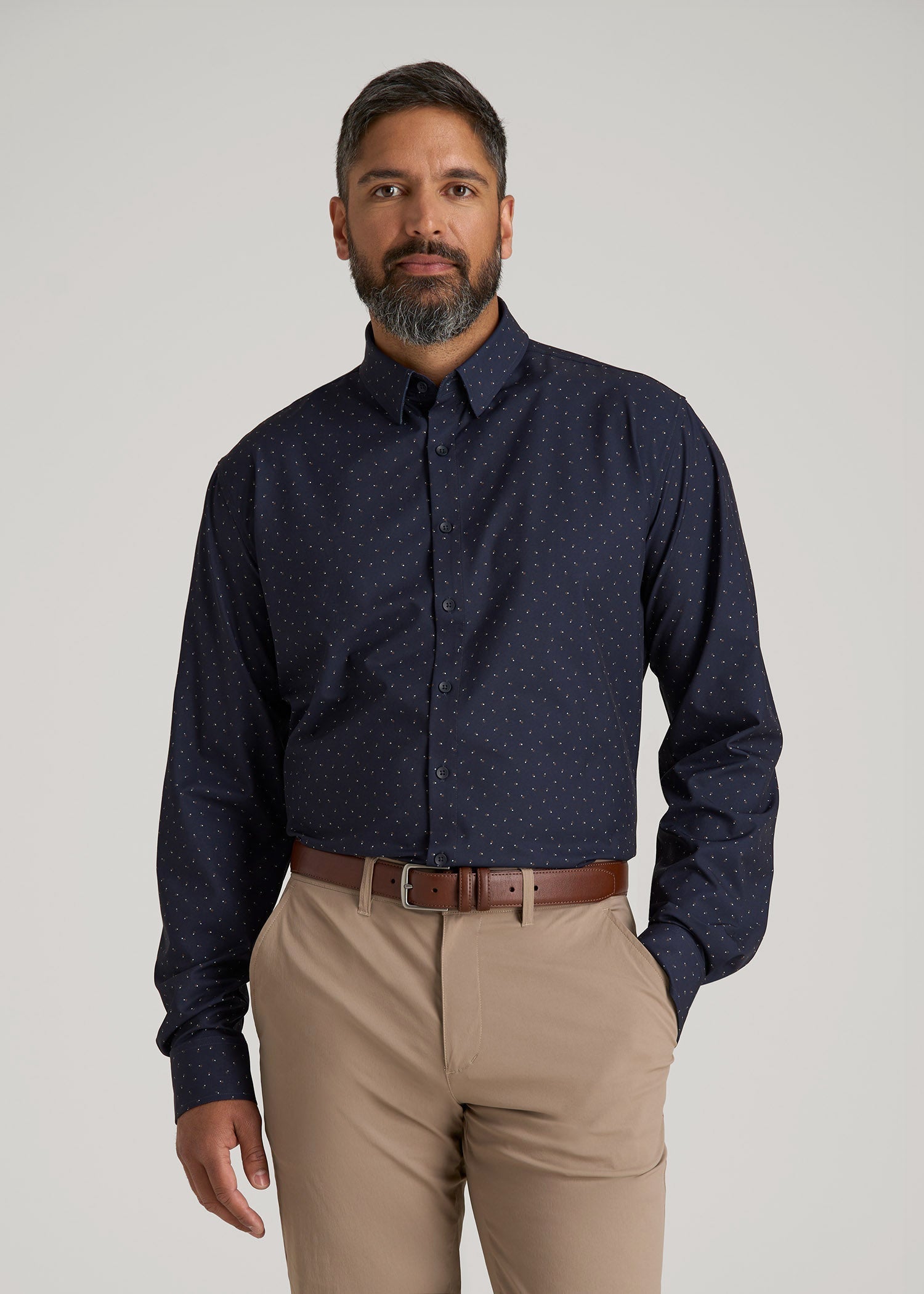 Traveler Stretch Dress Shirt in Dark Blue Floral