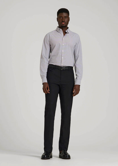 Traveler Stretch Dress Shirt in Grey Mini Plaid