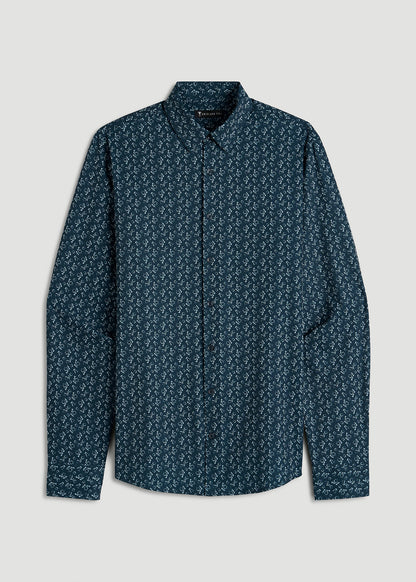 Traveler Stretch Dress Shirt for Tall Men in Royal Navy Floral