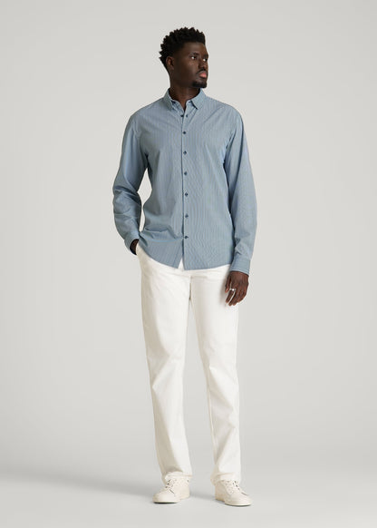 Traveler Stretch Dress Shirt for Tall Men in Royal Navy Stripe
