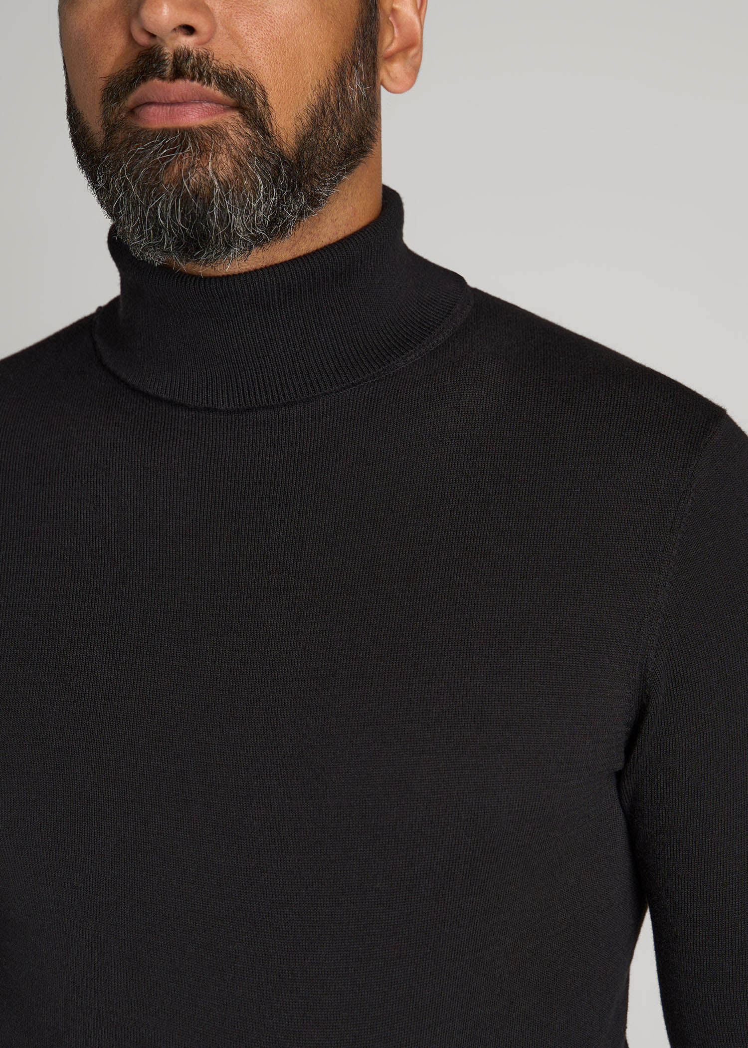 Turtleneck Sweater for Tall Men in Black