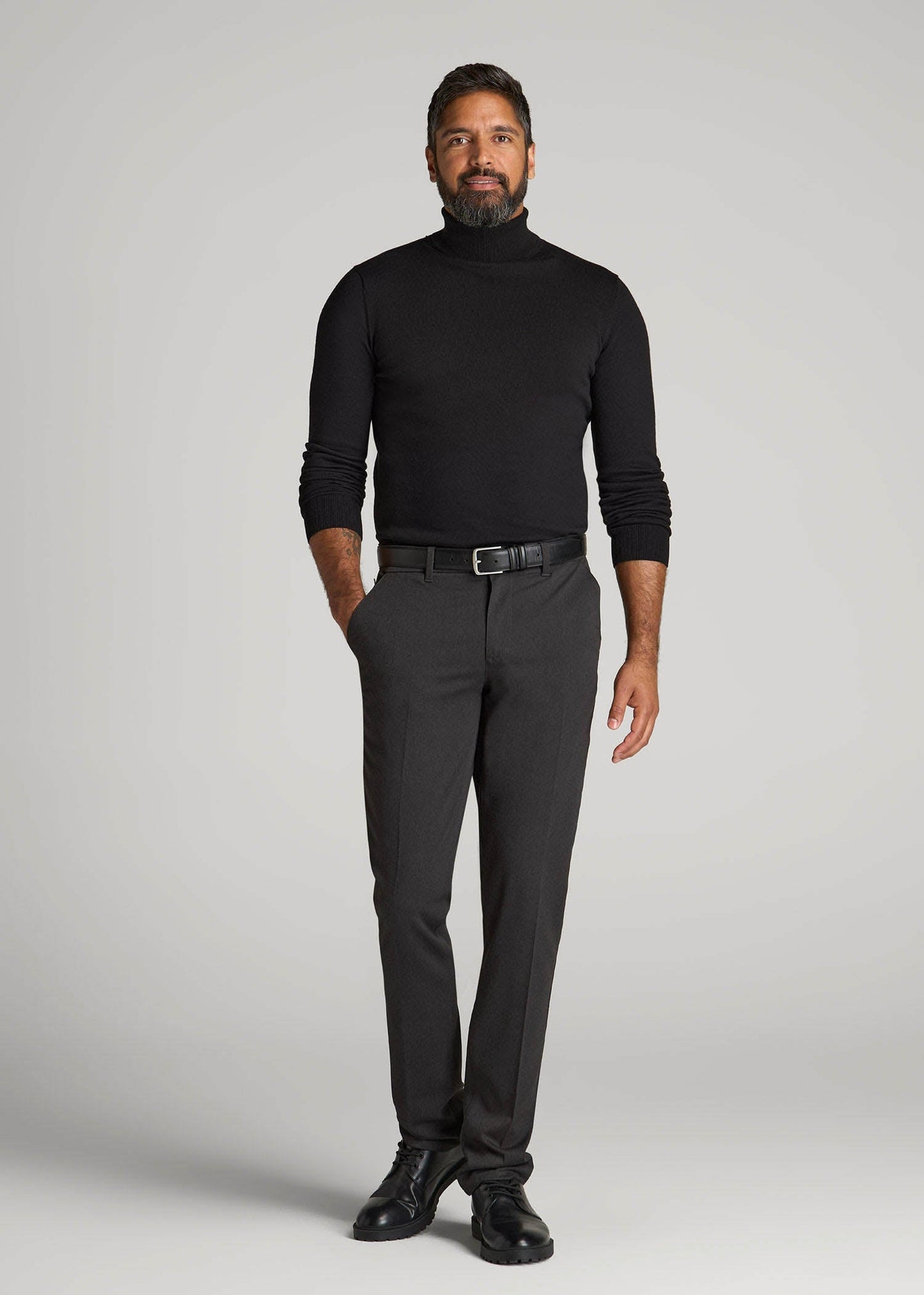 Turtleneck Sweater for Tall Men in Black