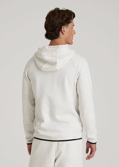 Tech Motion Fleece Hooded Popover for Tall Men in Heather Frost