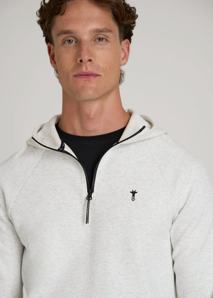 Tech Motion Fleece Hooded Popover for Tall Men in Heather Frost
