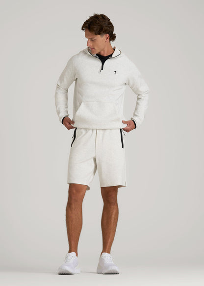 Tech Motion Fleece Hooded Popover for Tall Men in Heather Frost