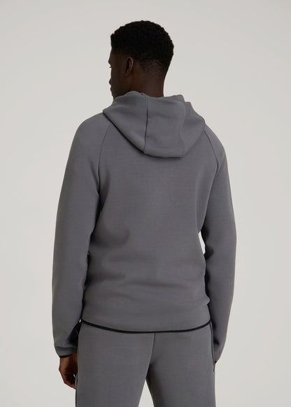 Tech Motion Fleece Hooded Popover for Tall Men in Iron Grey