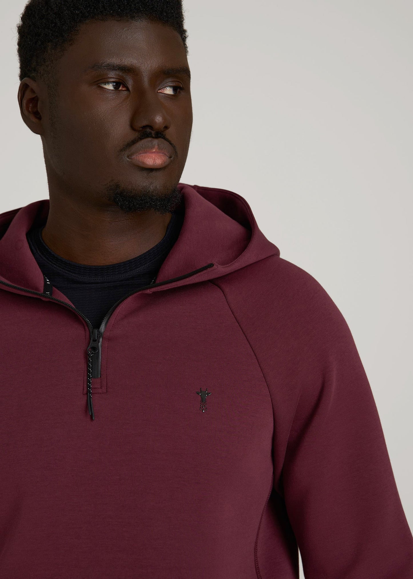 Tech Motion Fleece Hooded Popover for Tall Men in Tawny Port