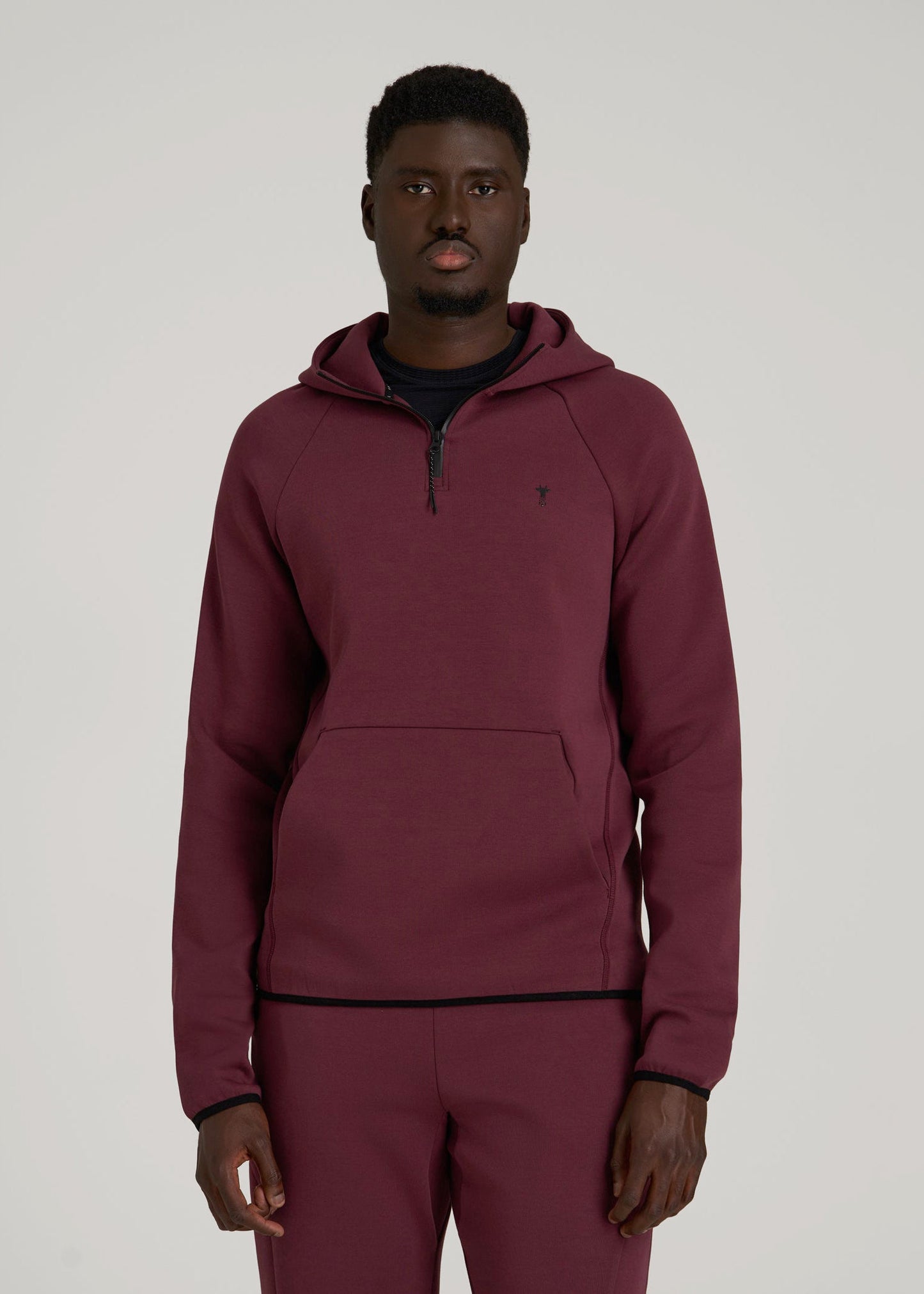 Tech Motion Fleece Hooded Popover for Tall Men in Tawny Port