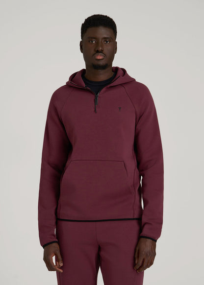 Tech Motion Fleece Hooded Popover for Tall Men in Tawny Port