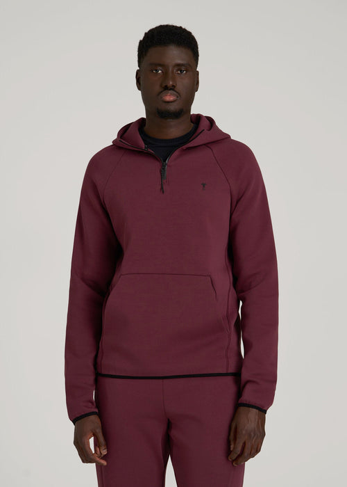 Tech Motion Fleece Hooded Popover for Tall Men in Tawny Port