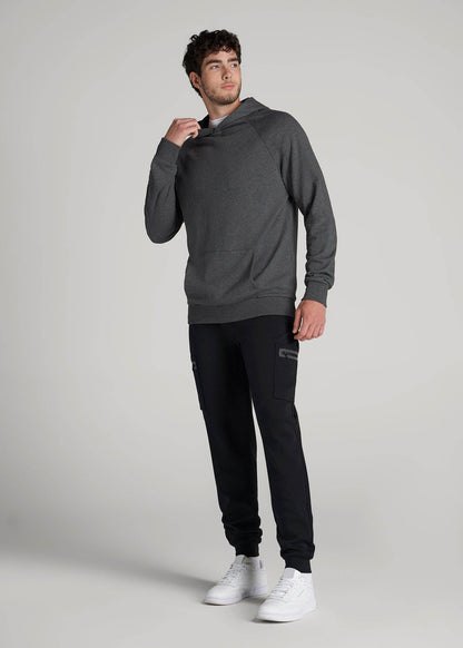 Tech Motion Fleece Cargo Joggers for Tall Men in Black