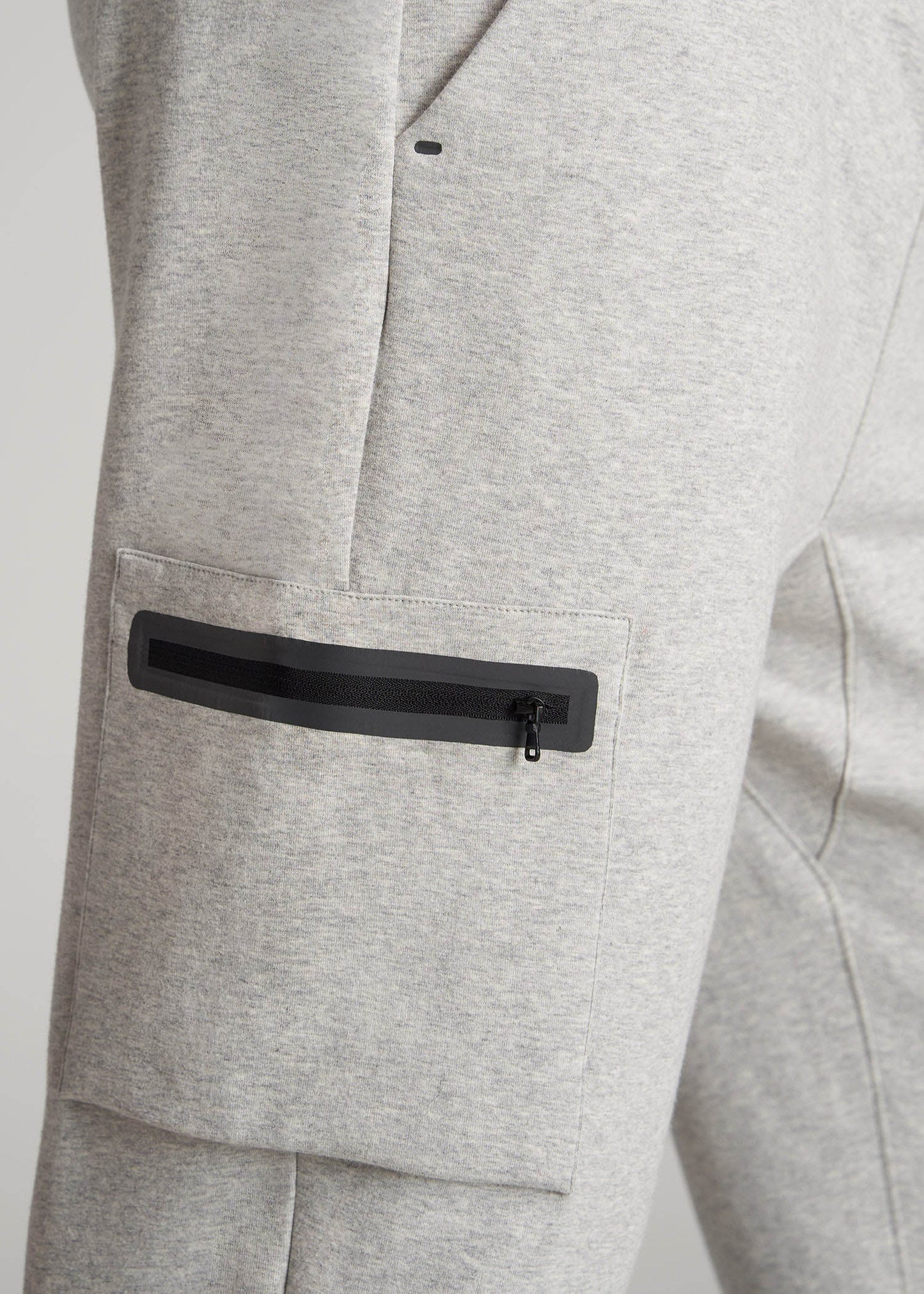 Tech Motion Fleece Cargo Joggers for Tall Men in Grey Mix