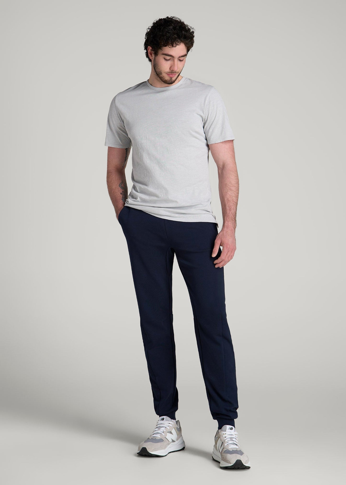 Tech Motion Fleece Joggers for Tall Men in Evening Blue