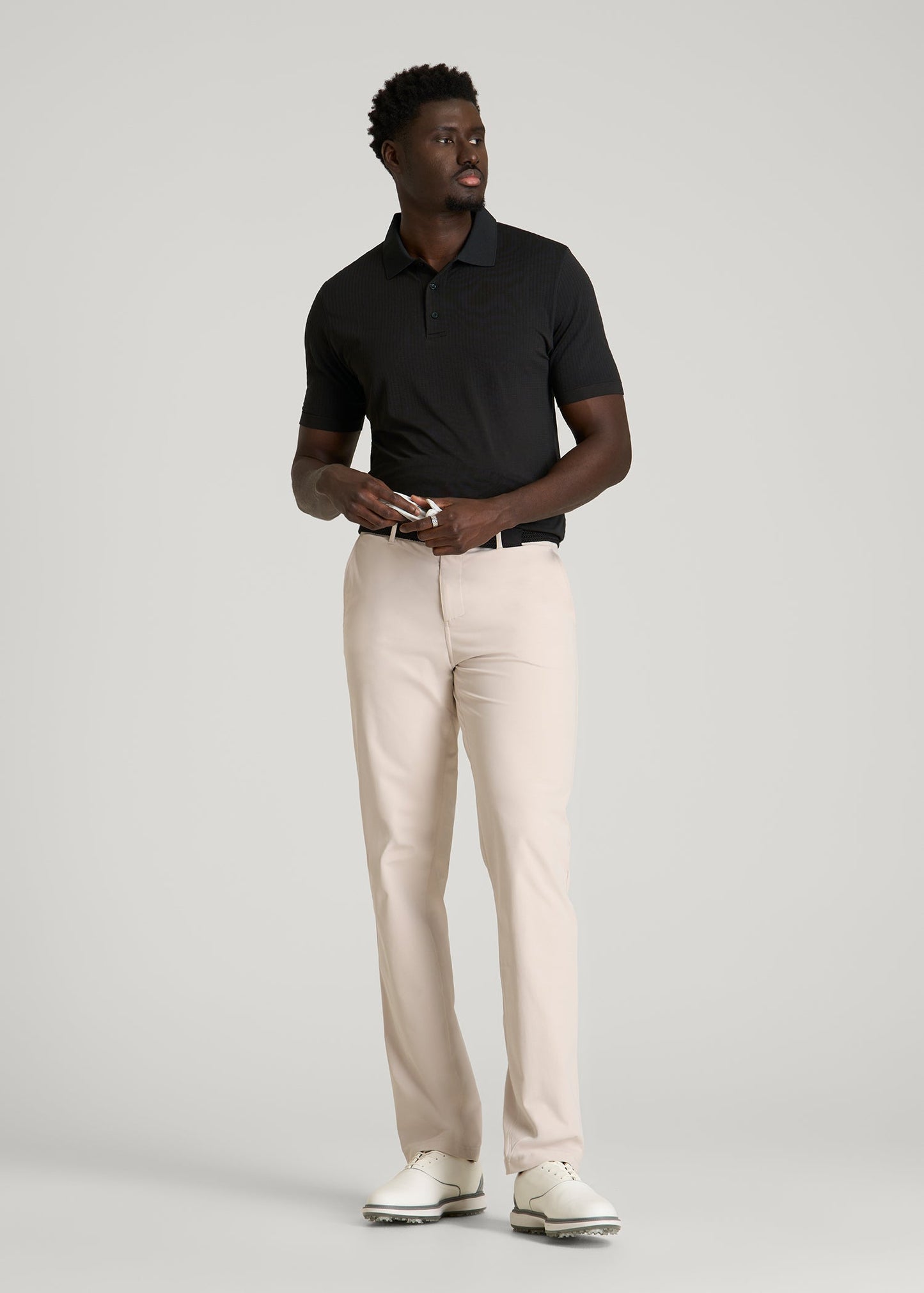 Performance Vented Golf Polo for Tall Men in Black