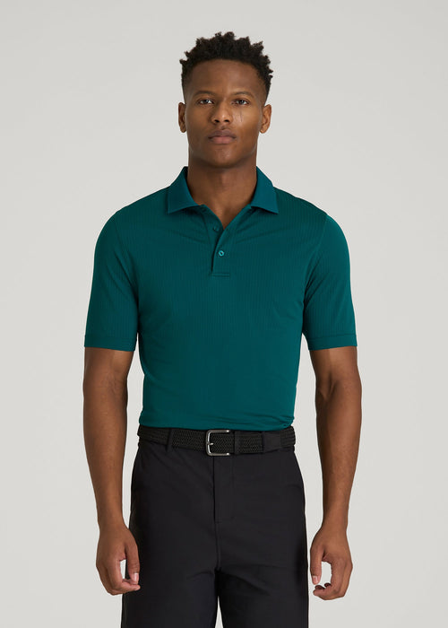 Performance Vented Golf Polo for Tall Men in Deep Teal