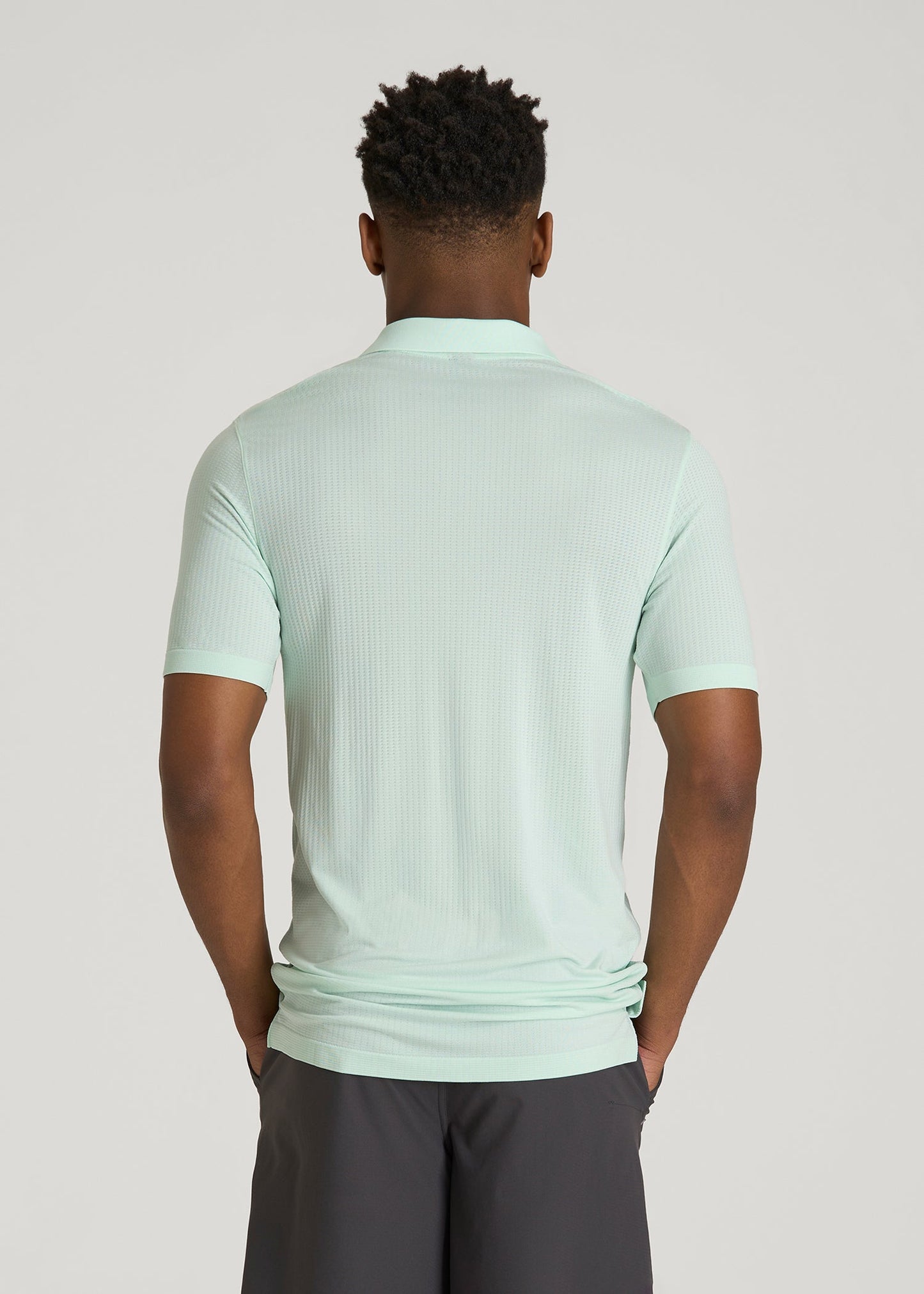 Performance Vented Golf Polo for Tall Men in Opal Blue