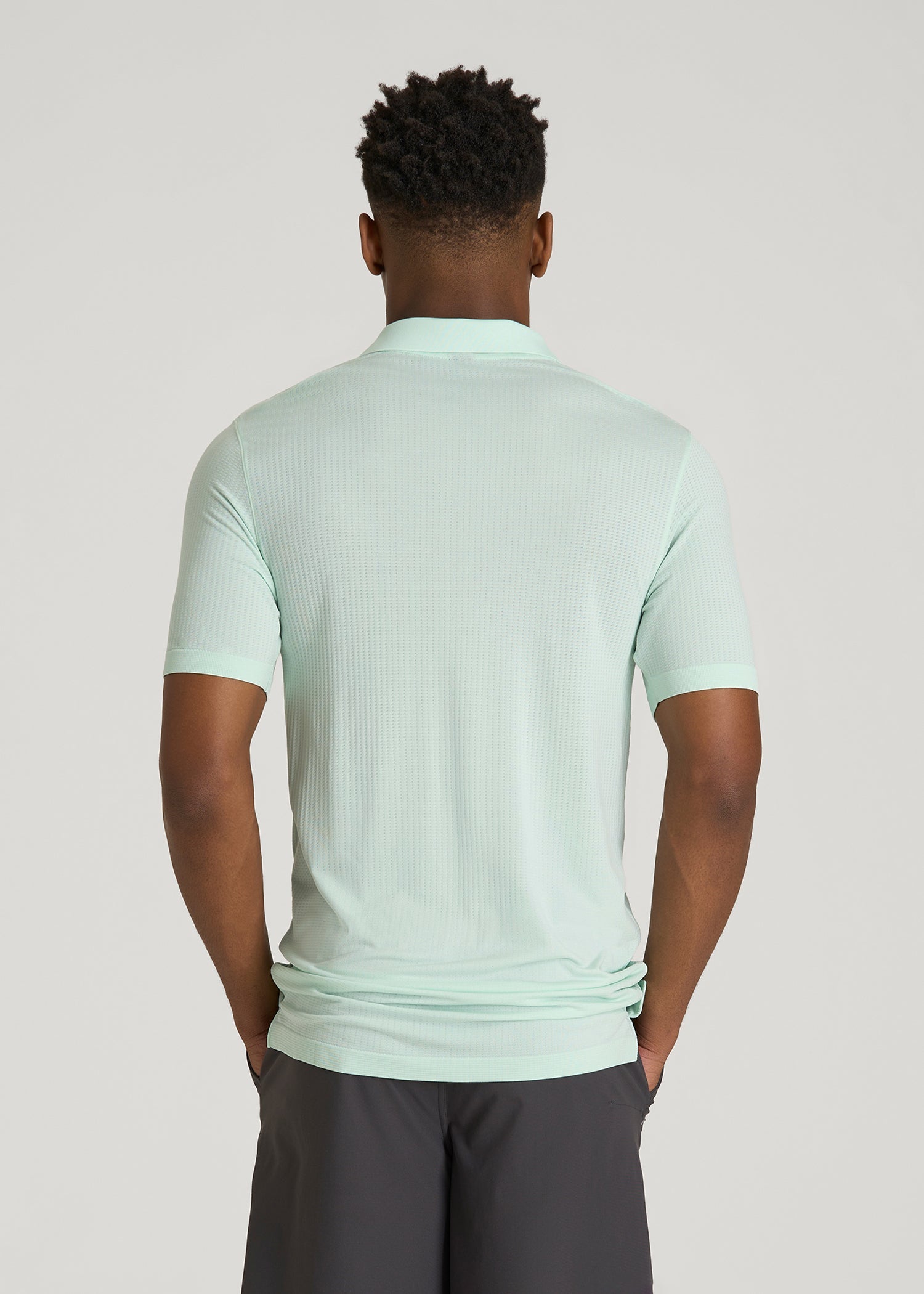 Performance Vented Golf Polo for Tall Men in Opal Blue