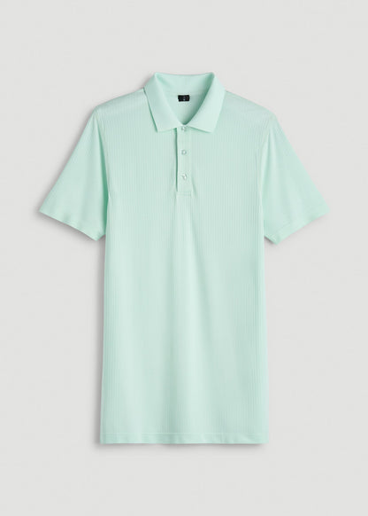 Performance Vented Golf Polo for Tall Men in Opal Blue