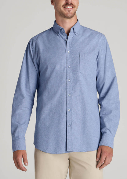 Washed Oxford Shirt for Tall Men in Dark Sky Blue