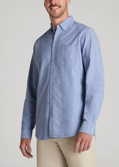 Washed Oxford Shirt for Tall Men in Dark Sky Blue