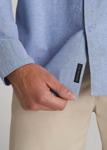 Washed Oxford Shirt for Tall Men in Dark Sky Blue