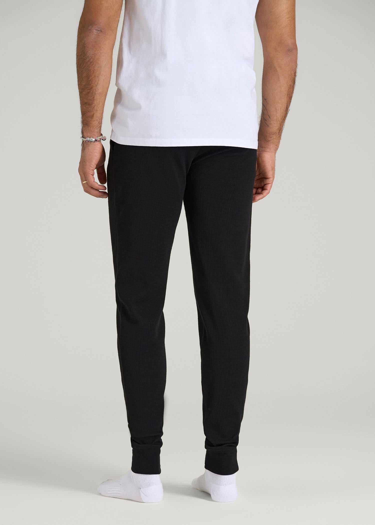 Waffle-Knit Lounge Jogger for Tall Men in Black