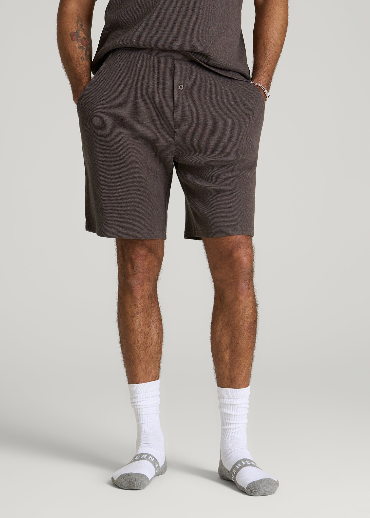Waffle Lounge Shorts for Tall Men in Espresso