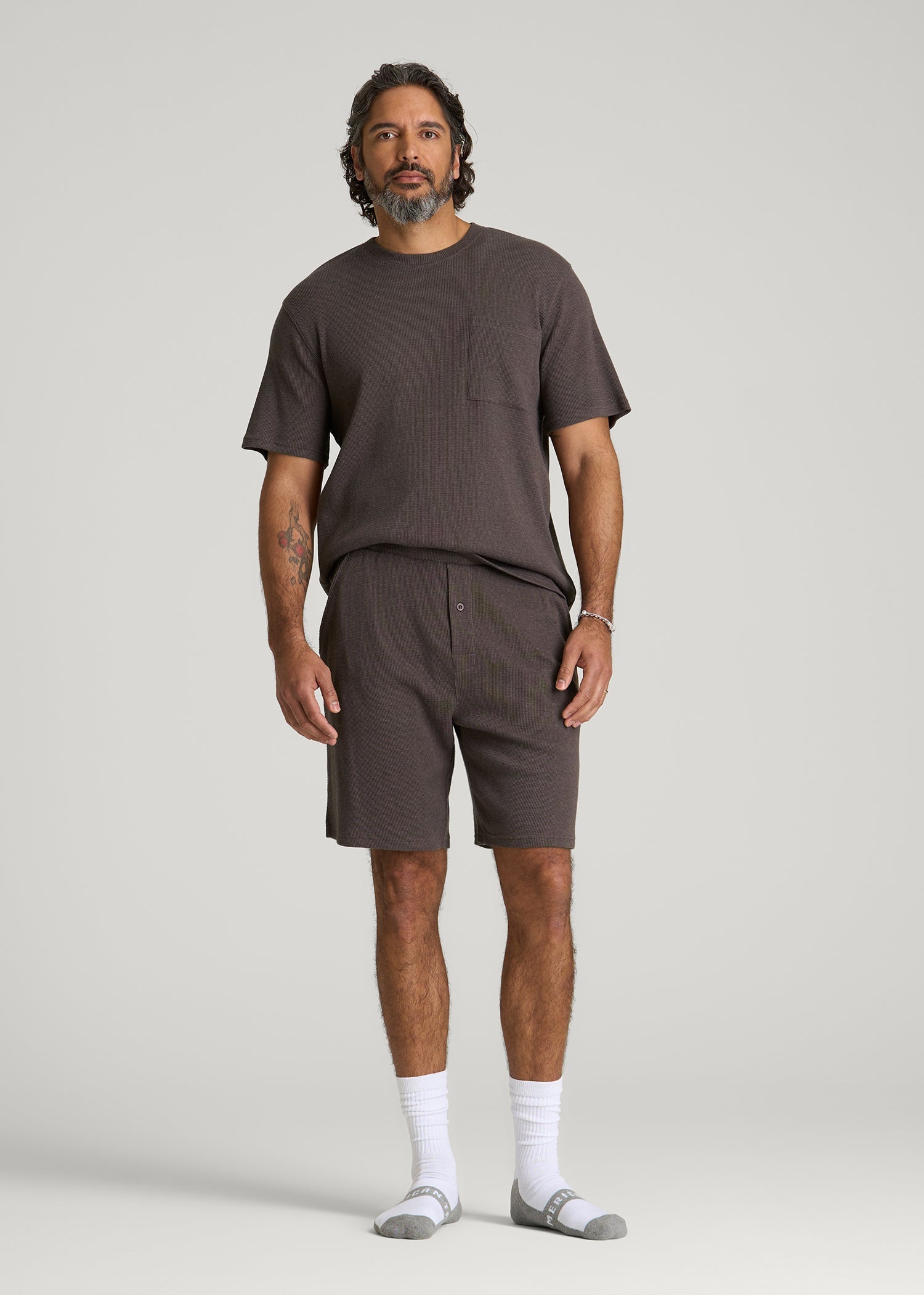 Waffle Lounge Shorts for Tall Men in Espresso