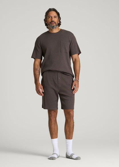 Waffle Lounge Shorts for Tall Men in Espresso