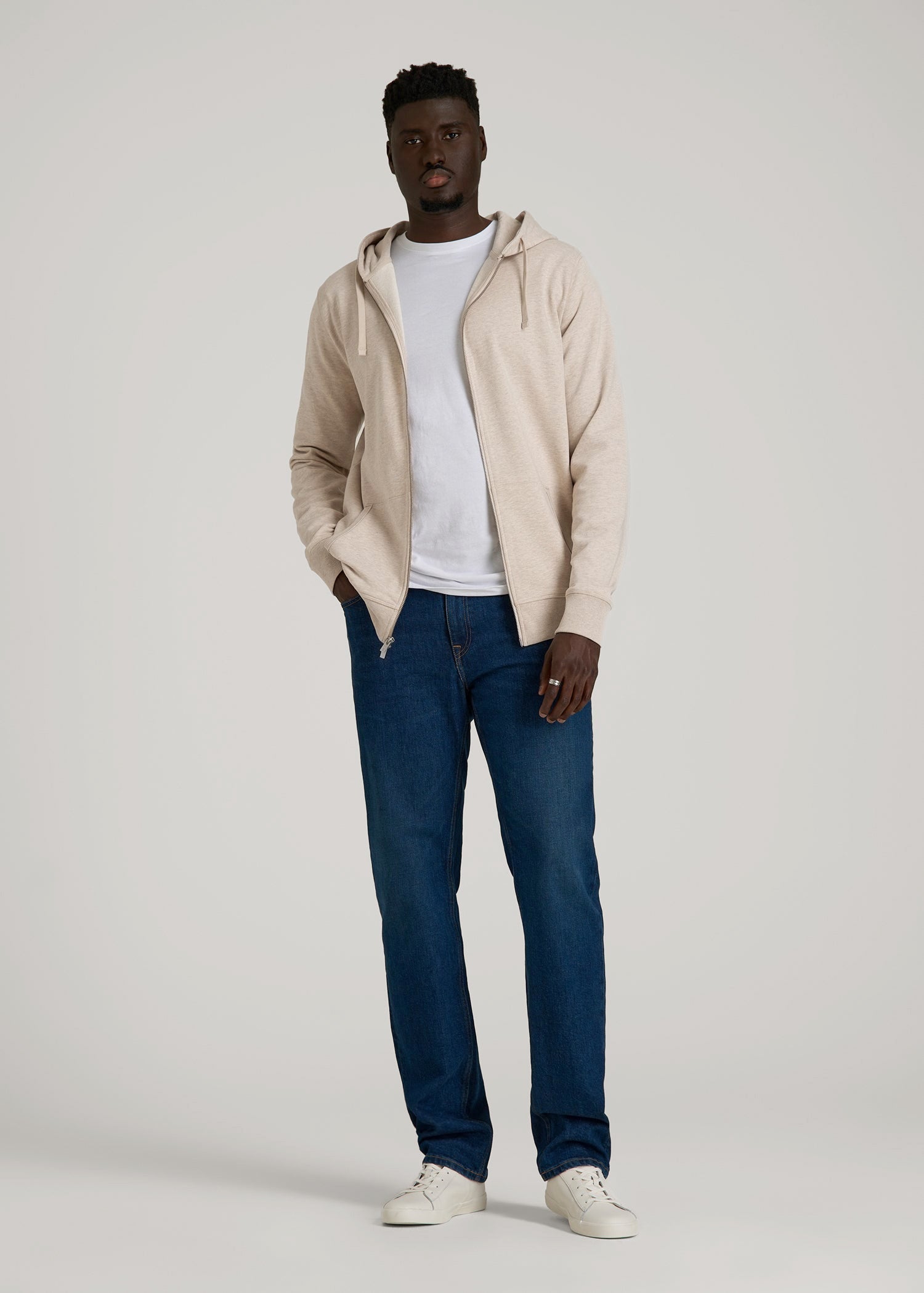 Wearever French Terry Full Zip Hoodie 2.0 in Oatmeal Mix