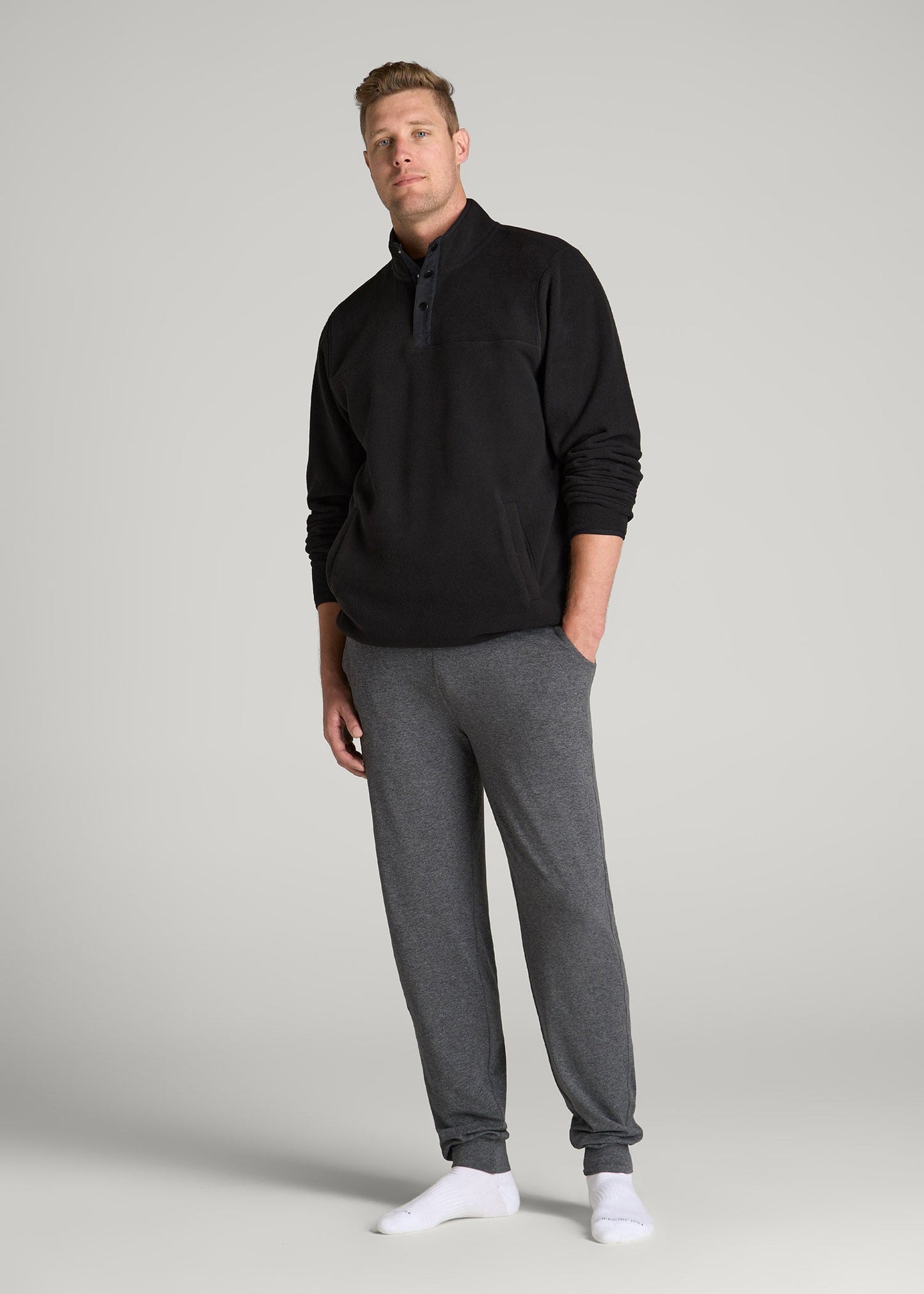Weekender Stretch Lounge Joggers for Tall Men in Charcoal Mix