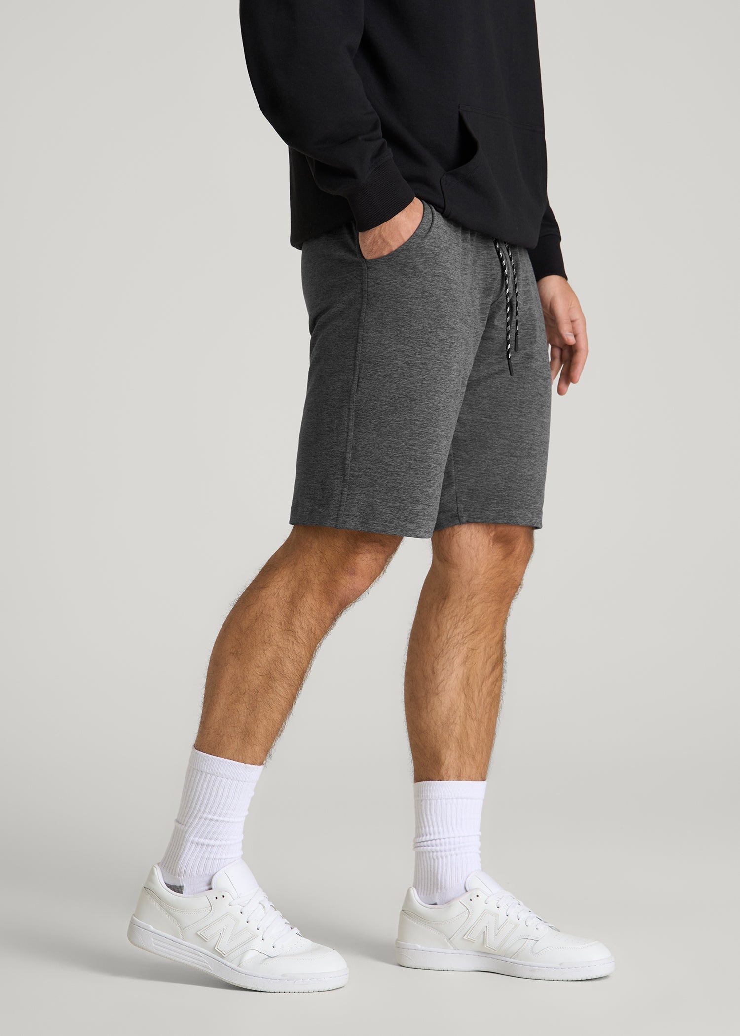 Weekender Stretch Lounge Shorts for Tall Men in Charcoal Mix