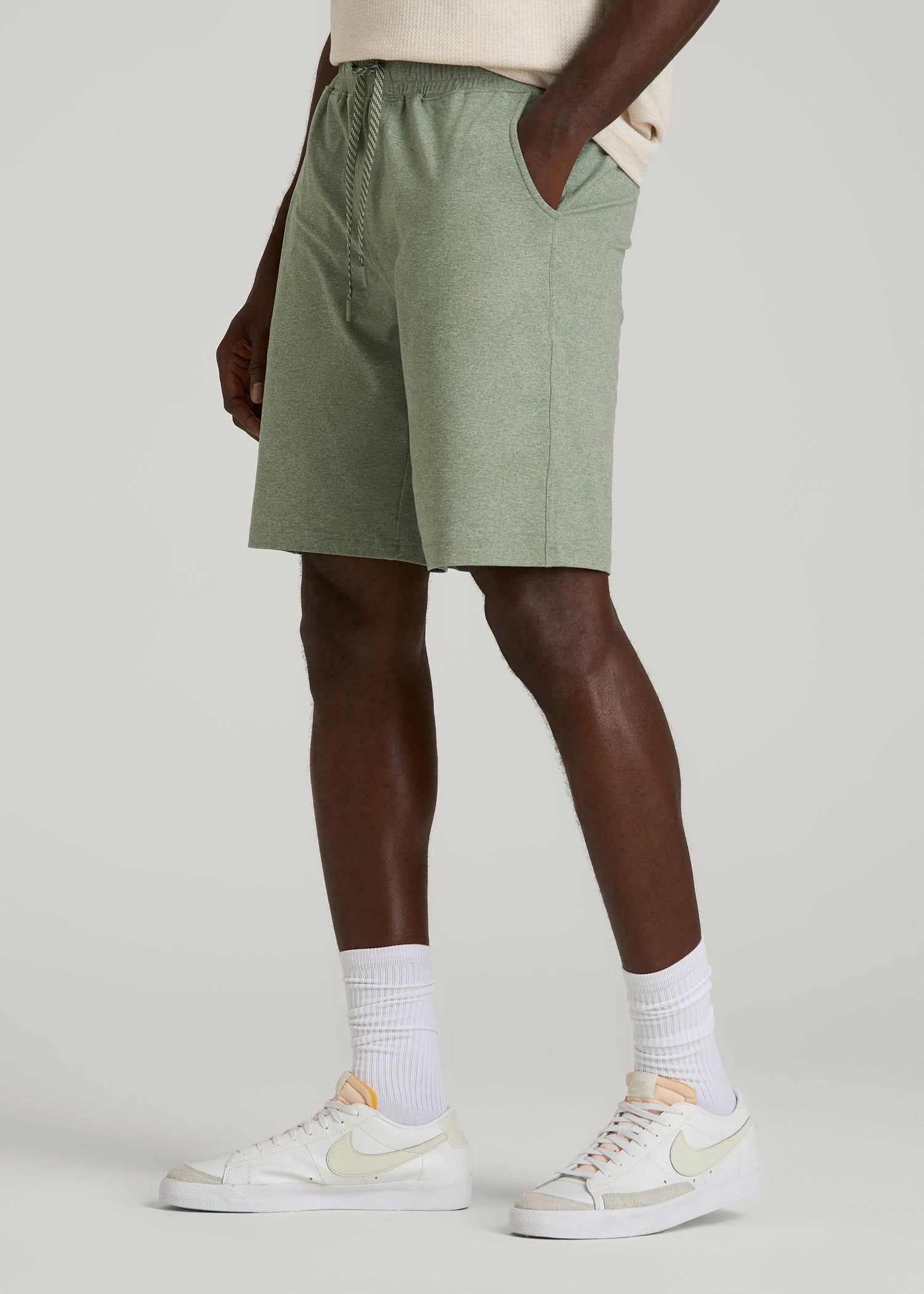 Weekender Stretch Lounge Shorts for Tall Men in Dark Seagrass Mix