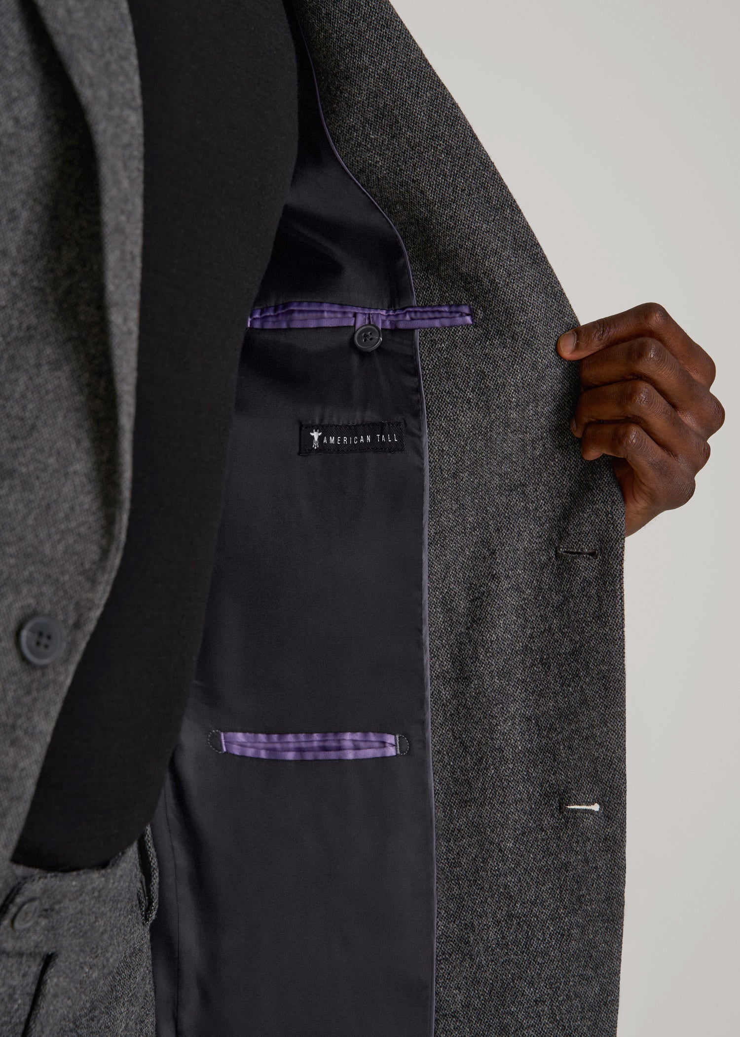 Wool Blend Blazer for Tall Men in Anthracite Tweed