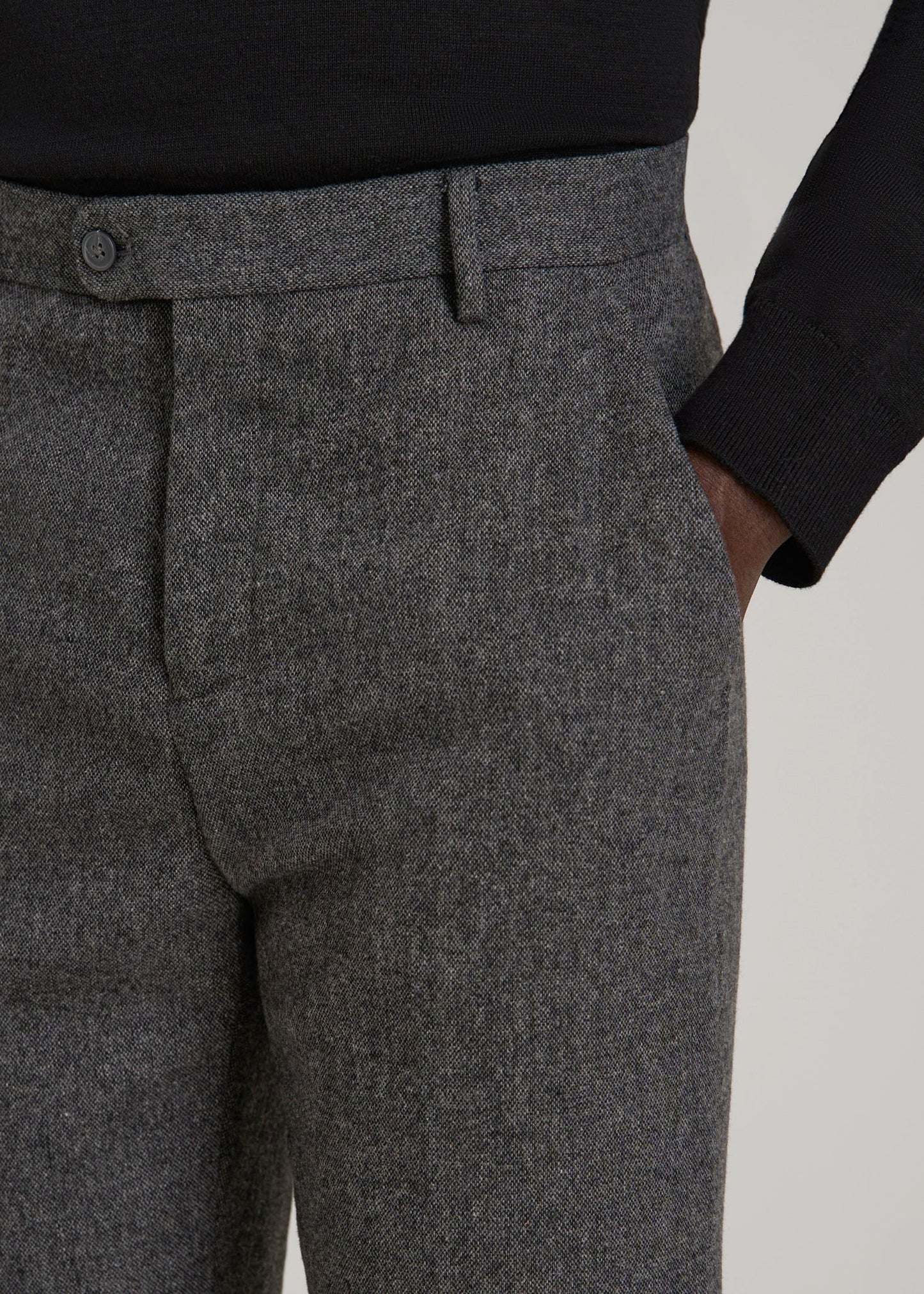 Wool Blend Dress Pants for Tall Men in Anthracite Tweed