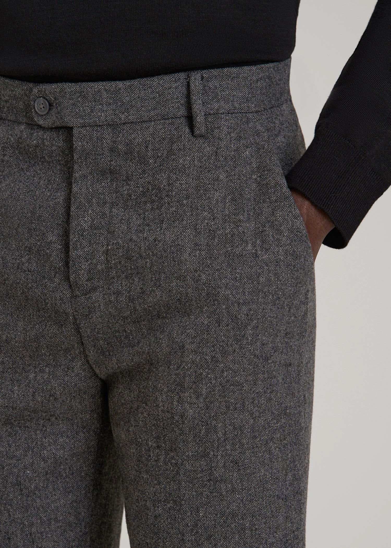 Wool Blend Dress Pants for Tall Men in Anthracite Tweed