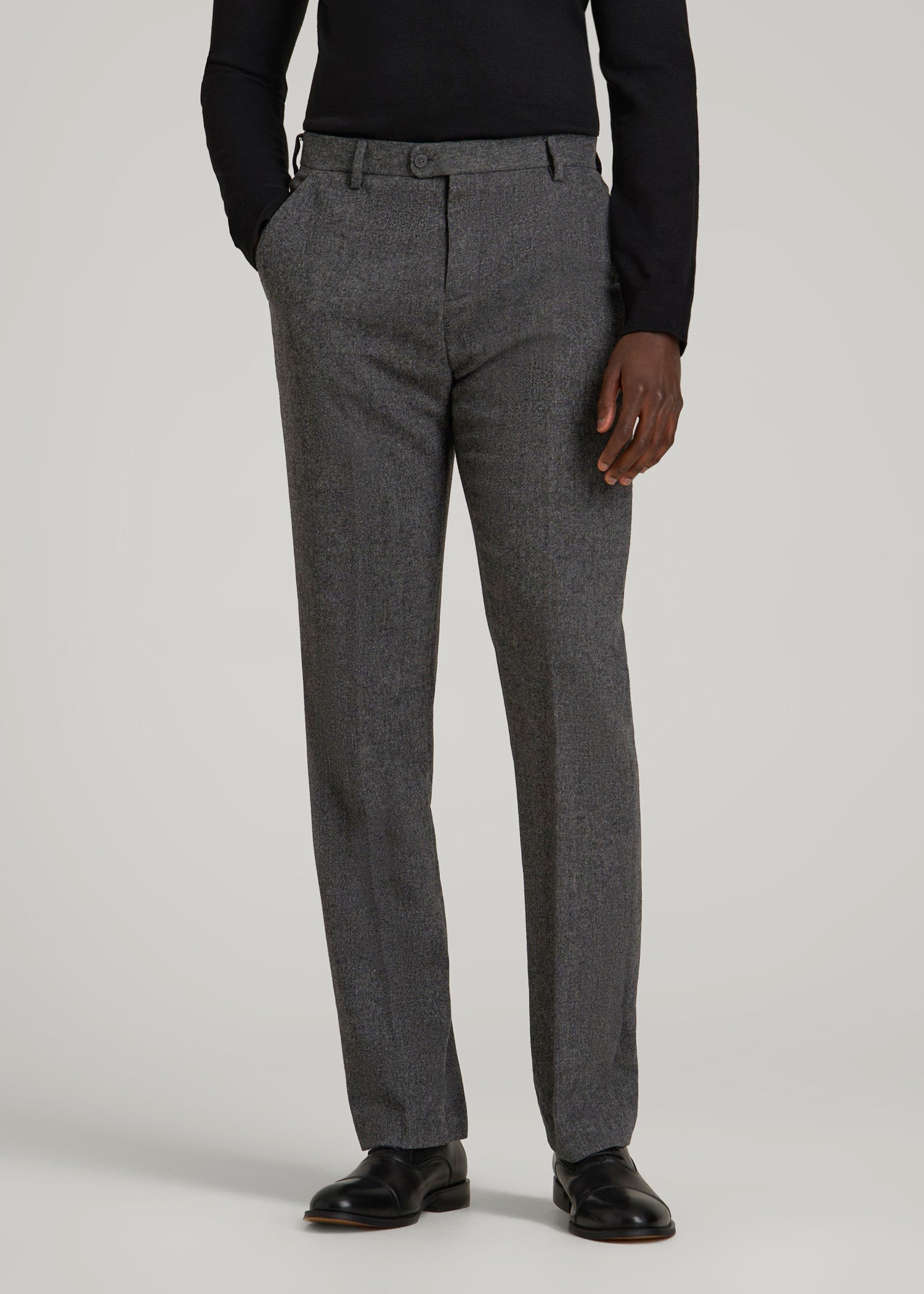 Wool Blend Dress Pants for Tall Men in Anthracite Tweed