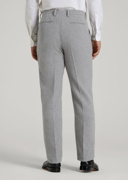 Wool Blend Dress Pants for Tall Men in Tin Grey Mix