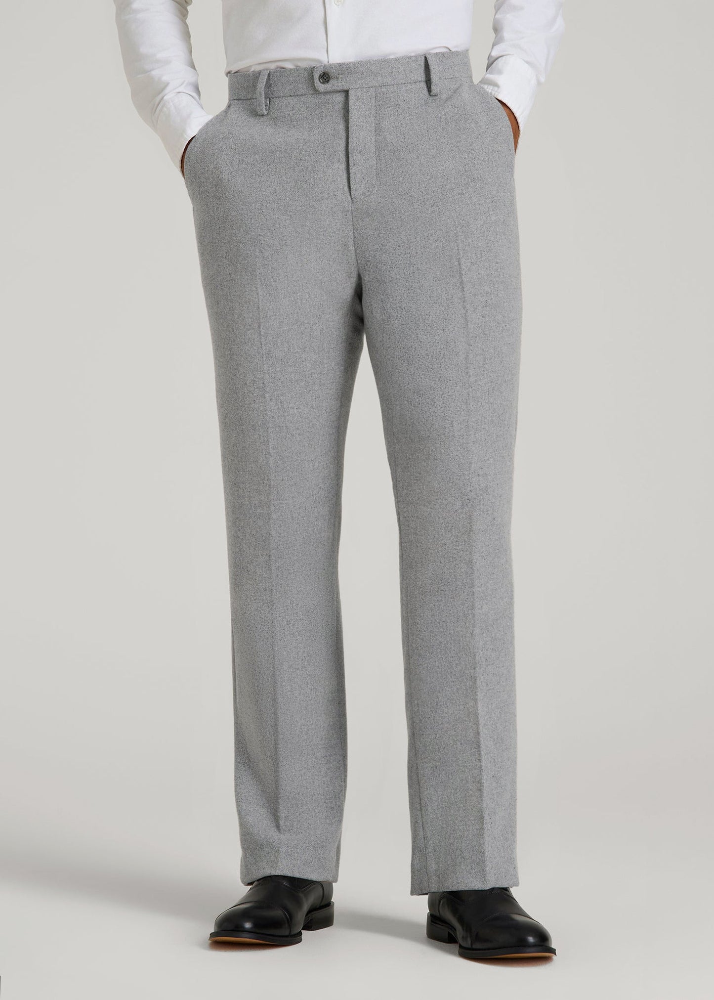 Wool Blend Dress Pants for Tall Men in Tin Grey Mix