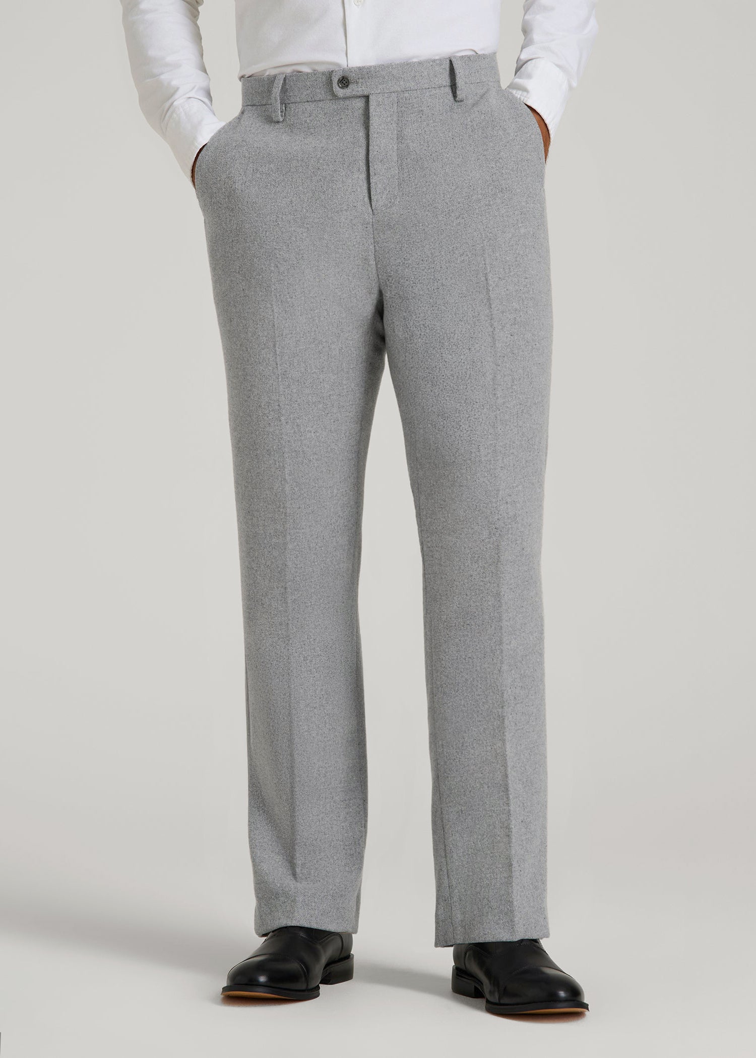 Wool Blend Dress Pants for Tall Men in Tin Grey Mix