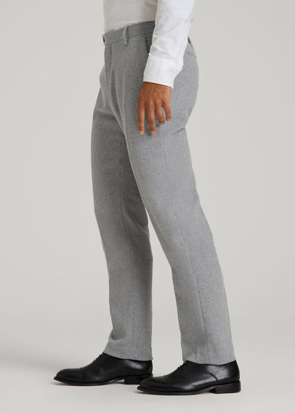 Wool Blend Dress Pants for Tall Men in Tin Grey Mix