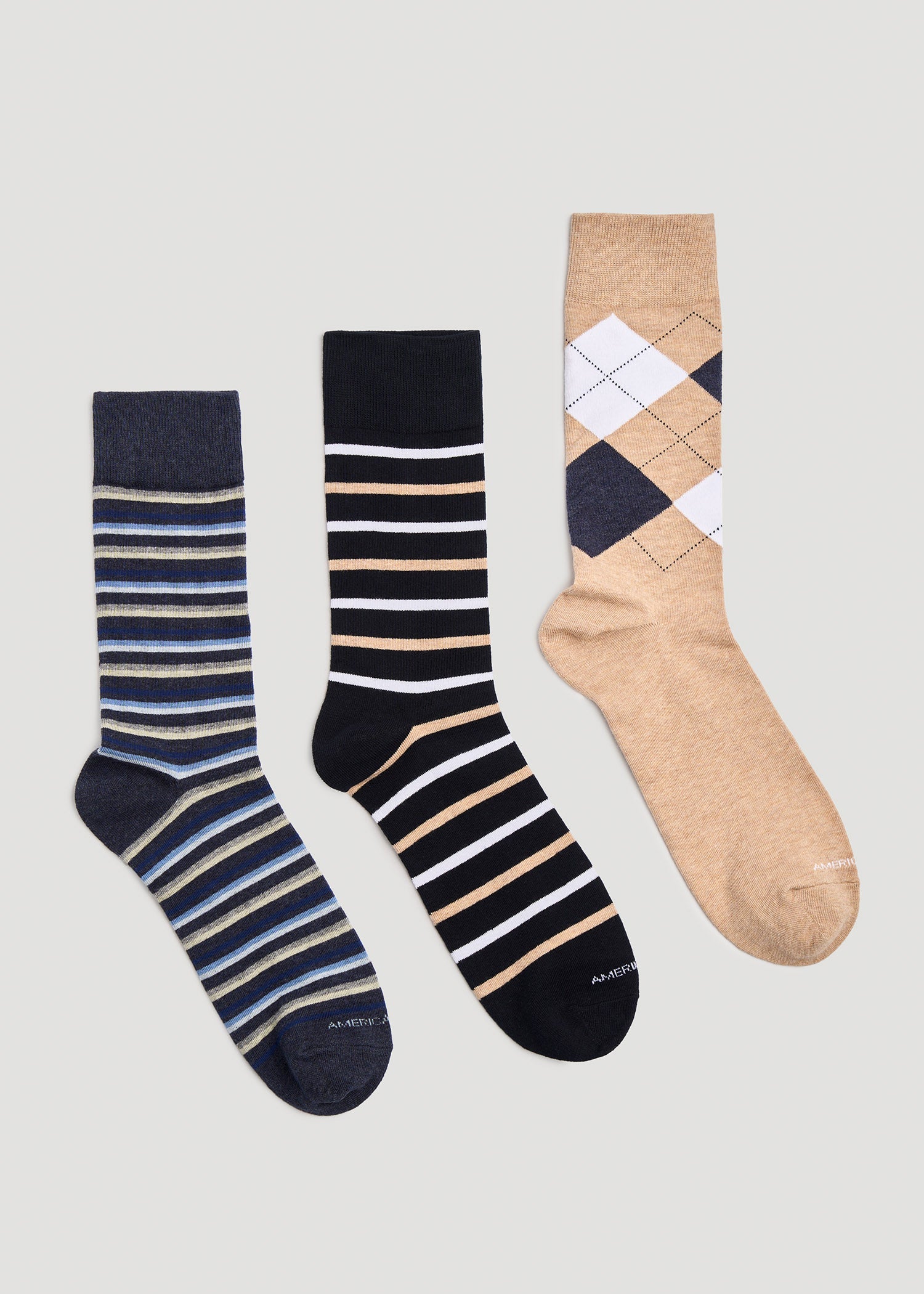 Dress Socks Size 14 to 17 (3-Pack) for Tall Men in Pack E