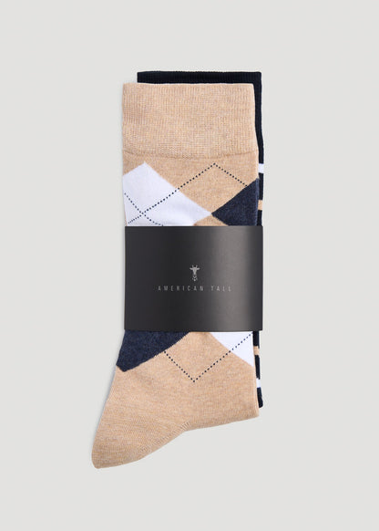 Dress Socks Size 14 to 17 (3-Pack) for Tall Men in Pack E